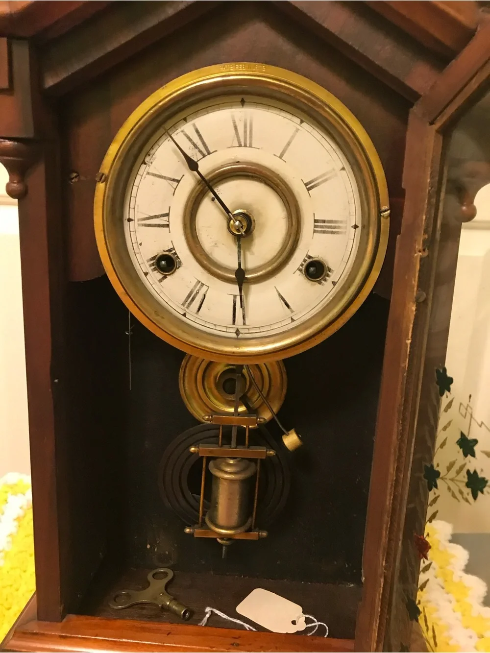 Antique-Style Wooden Mantel Clock Wall Decor in Brown